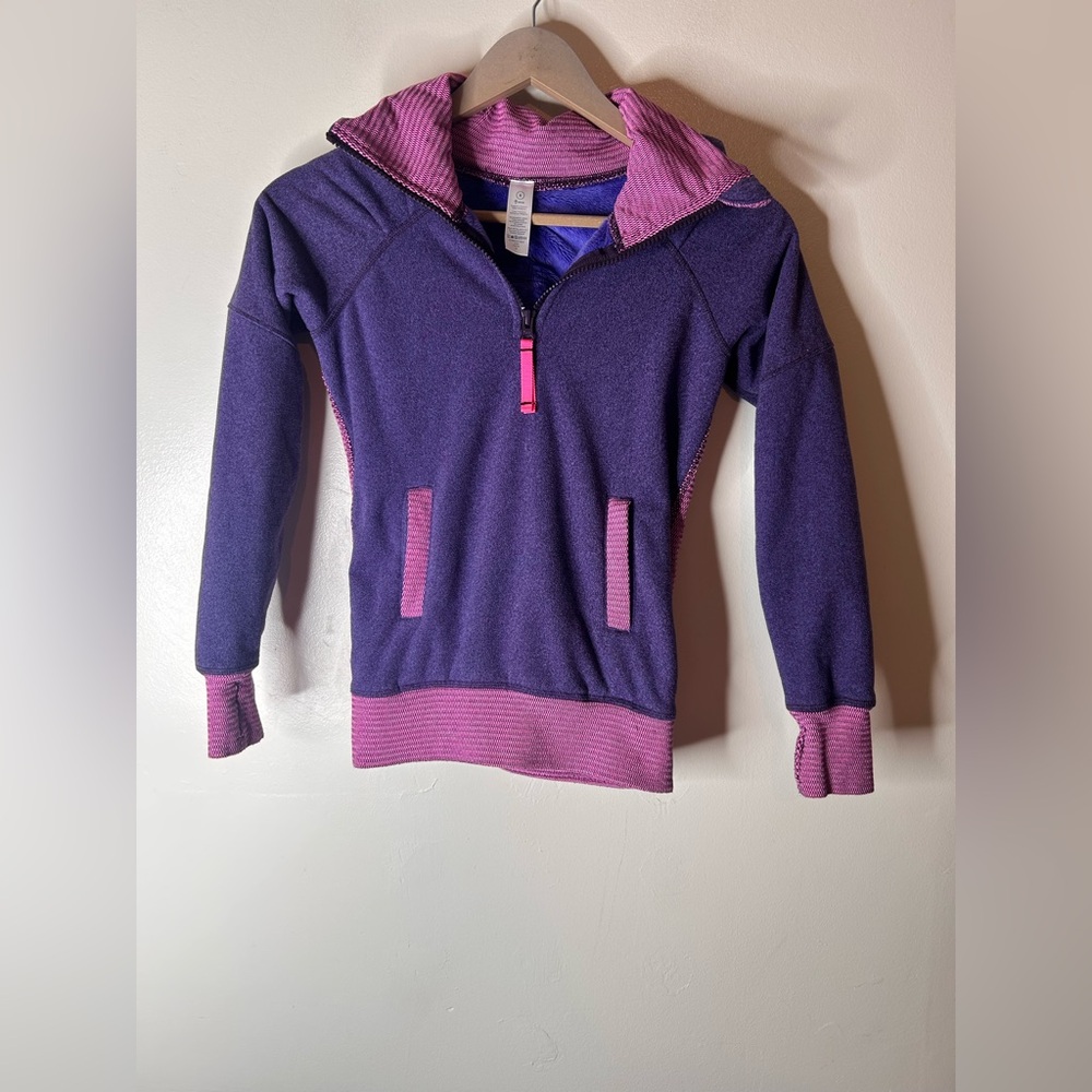 Ivivva Shiver Stopper Girls By Lululemon Purple Pullover Half Zip